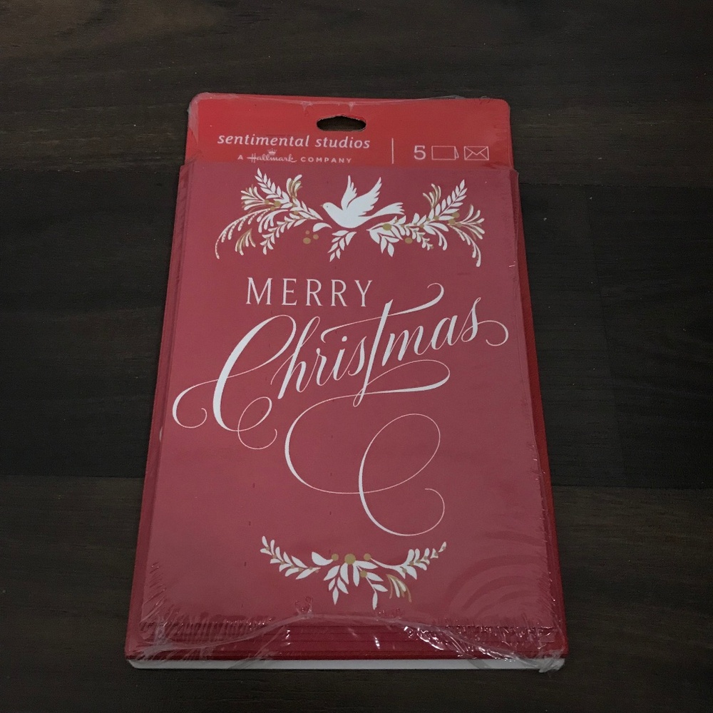 NEW 5 PACK Hallmark Merry Christmas Cards Envelopes Sentimental Studios